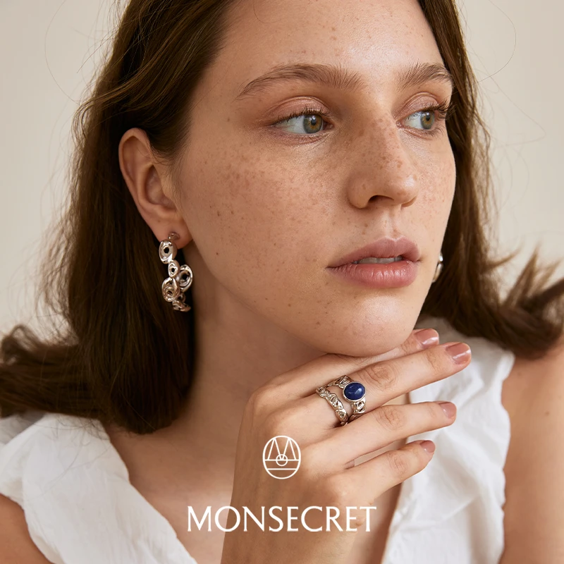 铜合金耳饰 MONSECRET  岩石环状素圈耳环