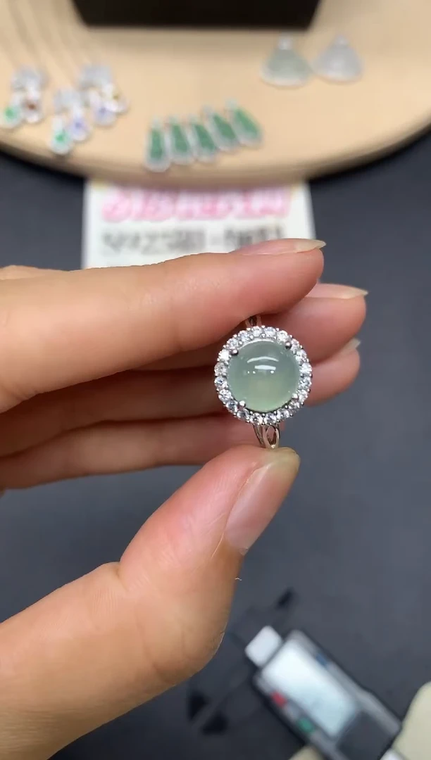翡翠戒指银S925镶嵌蛋面【无服务费】