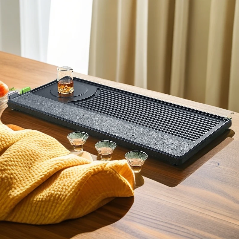 乌金石干泡茶盘家用办公功夫石茶盘简约茶海多功能过滤托盘专用