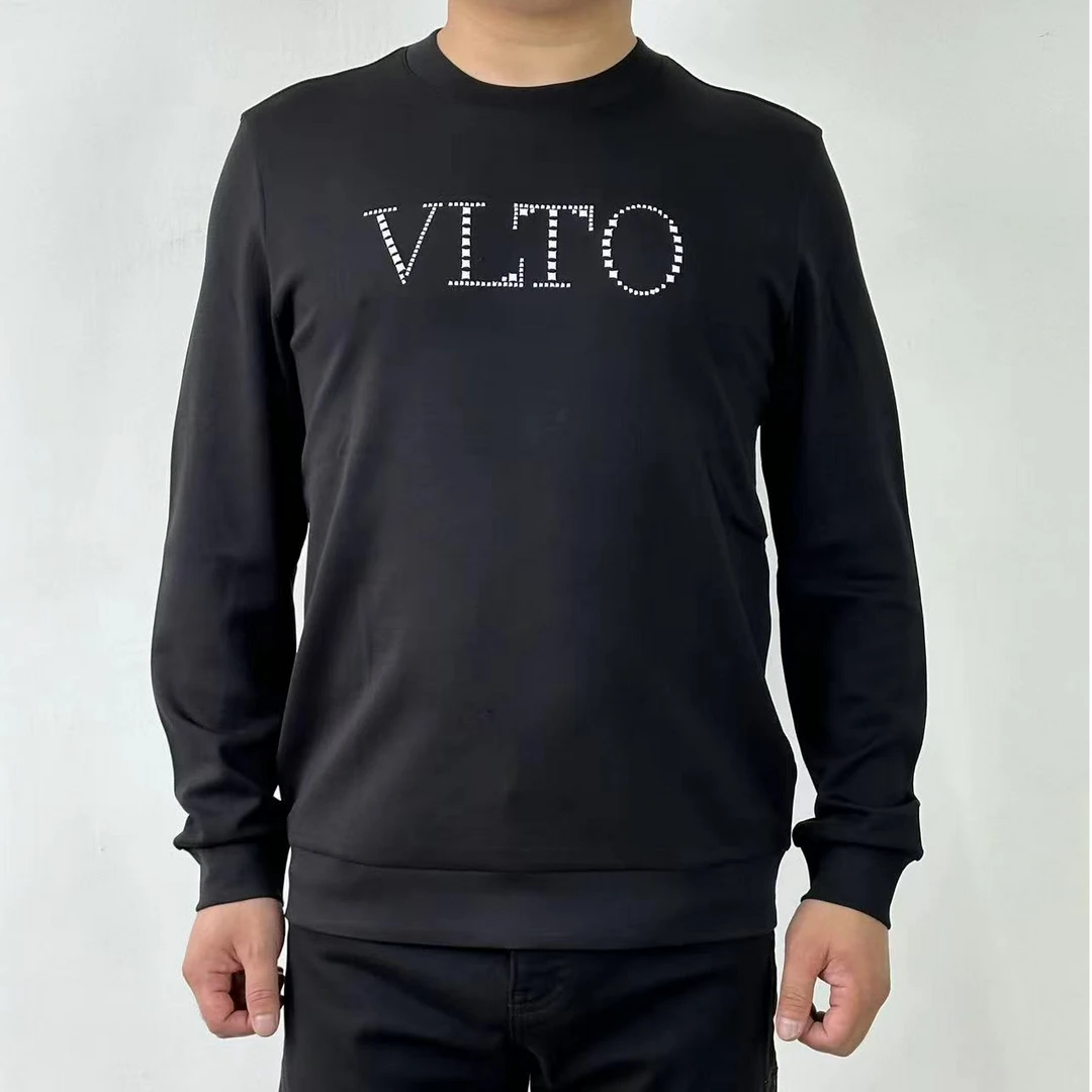 VENA TENO男士长袖字母logo刺绣长袖卫衣时尚圆领休闲黑白色经典