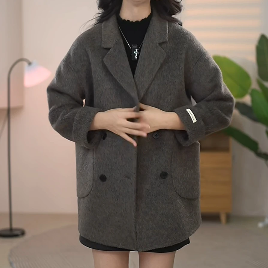 秋冬韩版双面羊毛大衣女小个子毛呢外套长袖呢大衣外套洋气