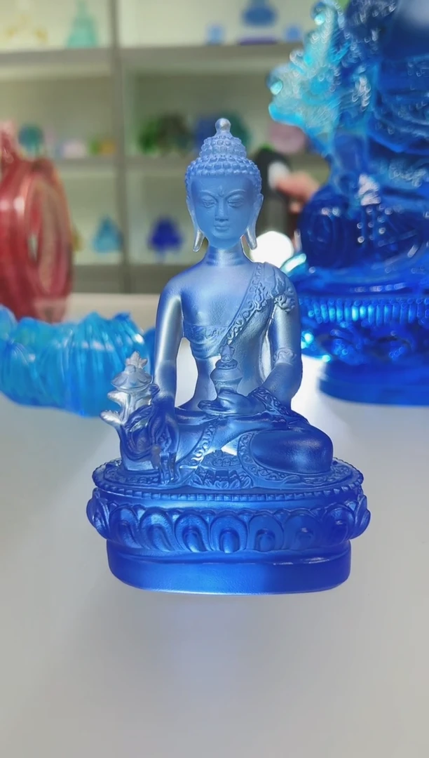手工艺品琉璃古法琉璃11.5cm药师佛