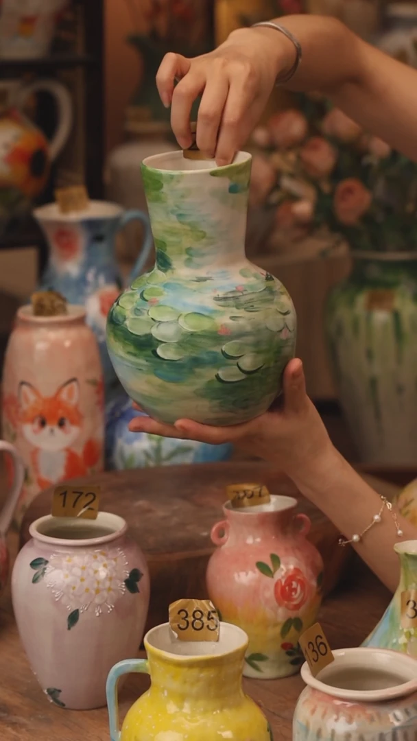 陶瓷288景德镇设计师手作花器摆件侘寂风