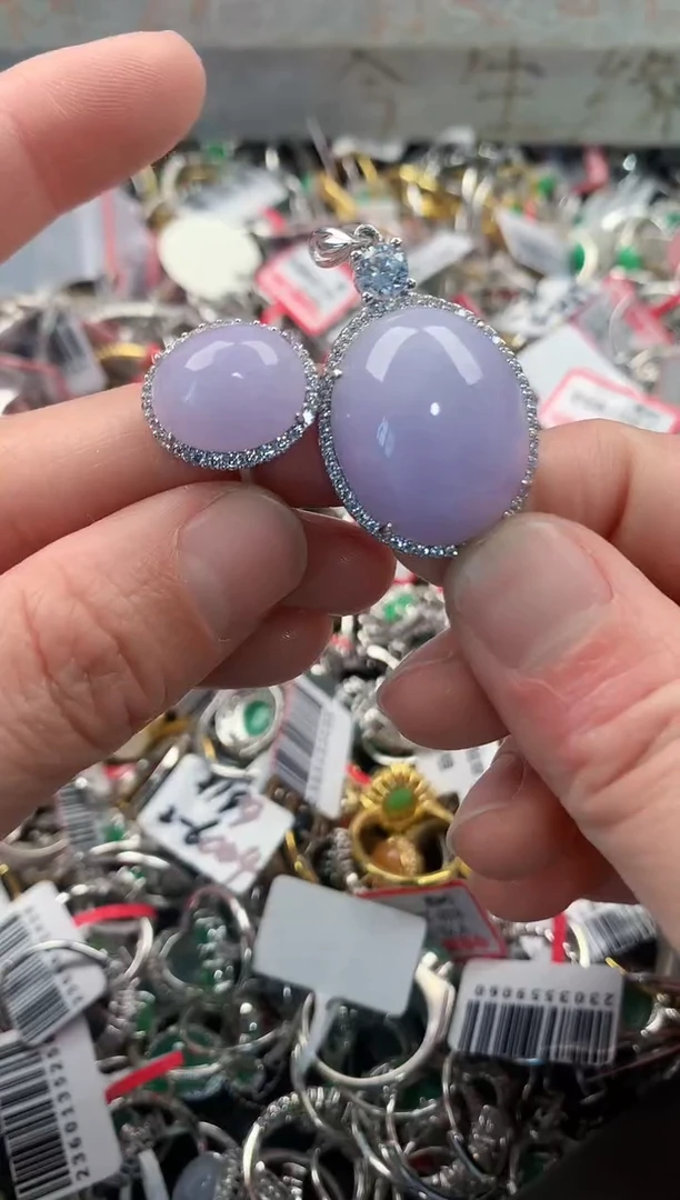 银S925镶嵌戒指翡翠666   9