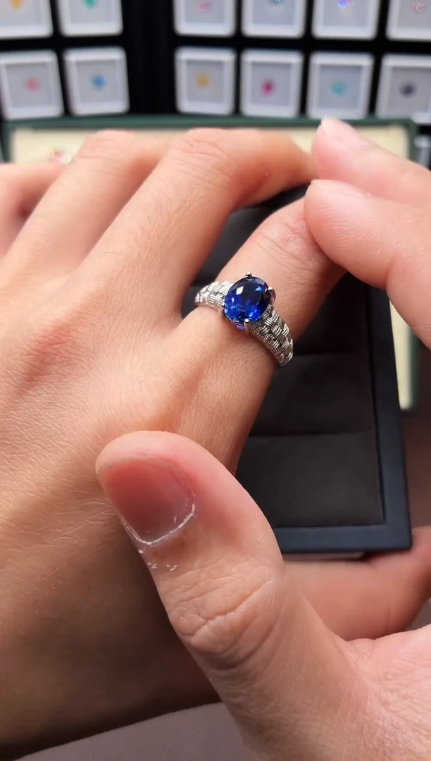 戒指蓝宝石银S925镶嵌00001