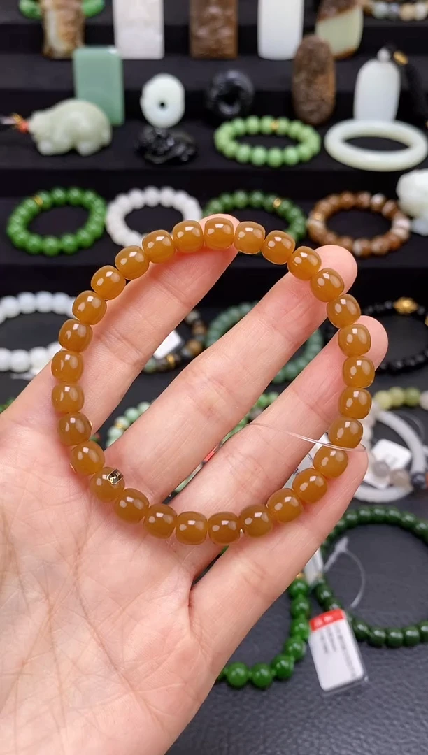 未镶嵌和田玉挂件7mm糖老型手串藏物系列