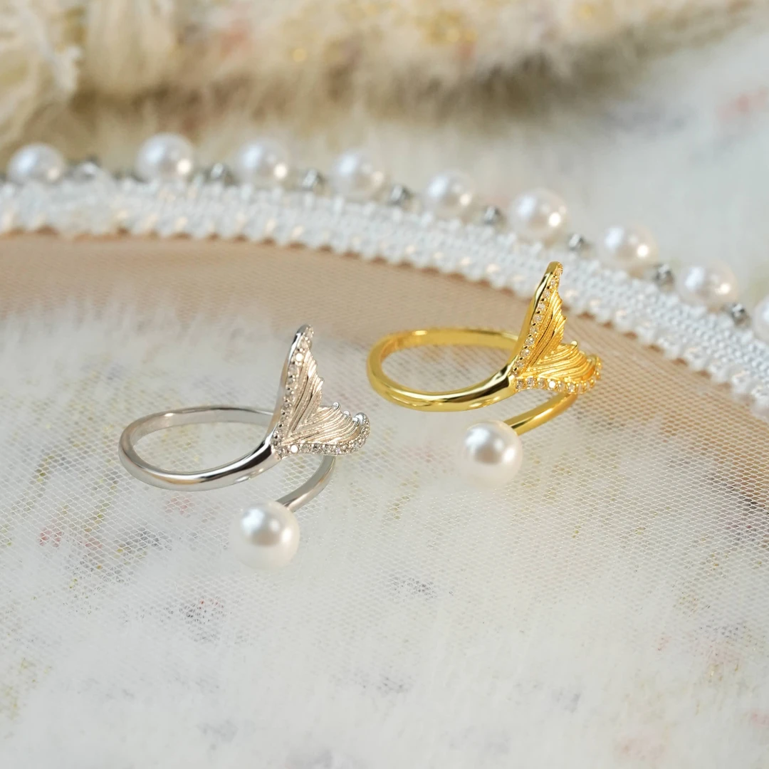 925银戒指 清新灵动鱼尾戒指显瘦精美百搭气质百搭女款个性戒圈