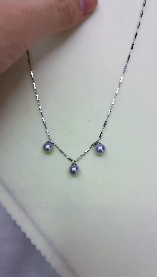 银S925镶嵌DA海水珍珠灰珠吊坠 y890