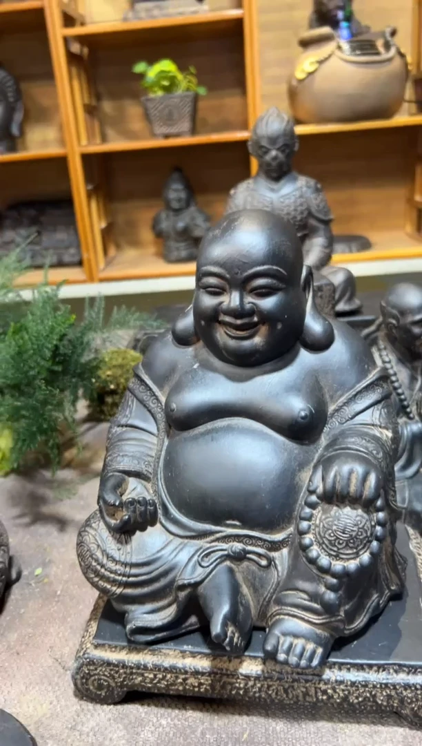 陶土大肚佛+小江枫底座
