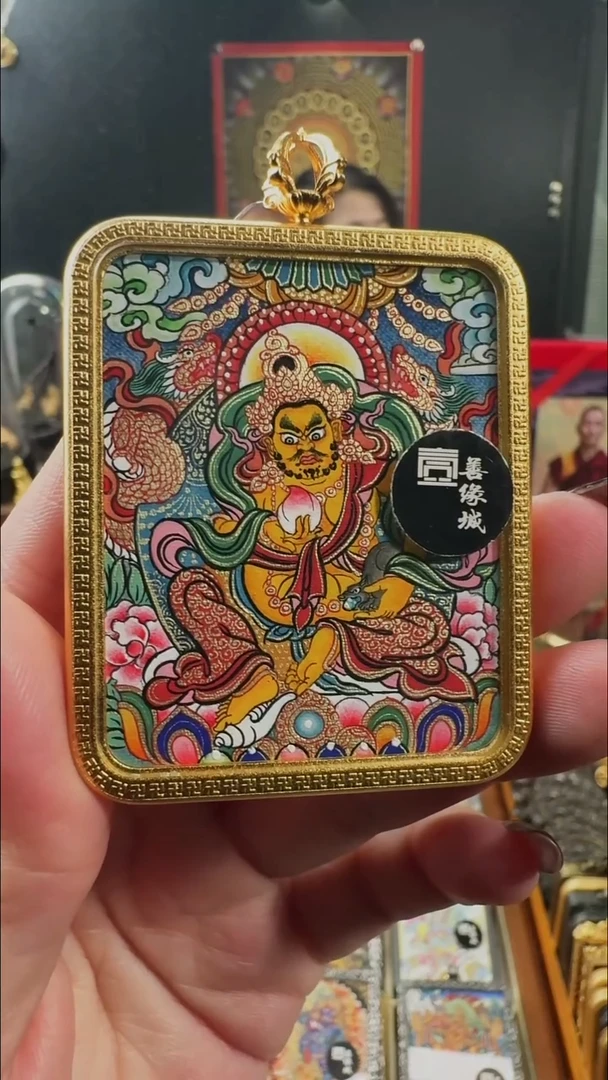 吊坠壹善缘城手绘唐卡黄C
