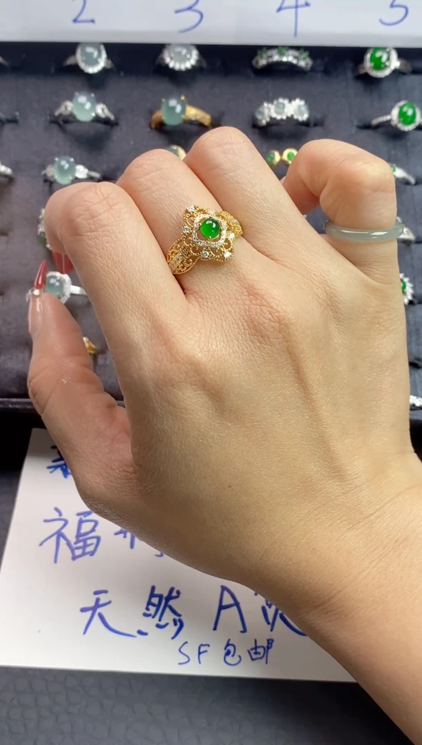 【闪购商品】翡翠戒指银S925镶嵌女士戒指