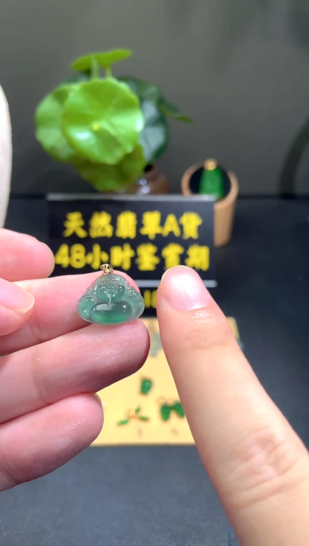 颈饰18K金镶嵌翡翠翡翠A货