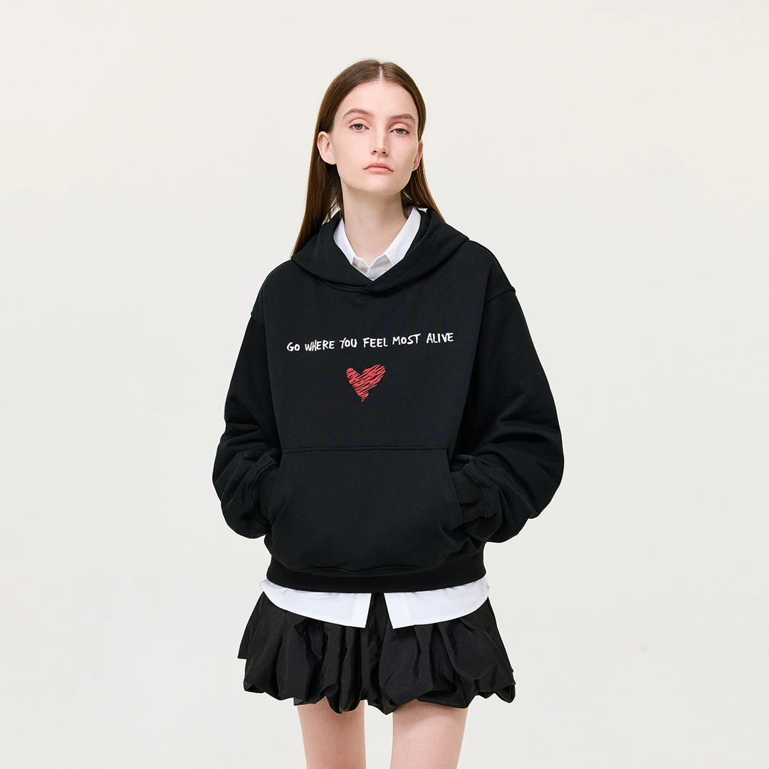ATRY连帽卫衣长袖男女春夏季新品美式短款宽松情侣爱心排版帽衫