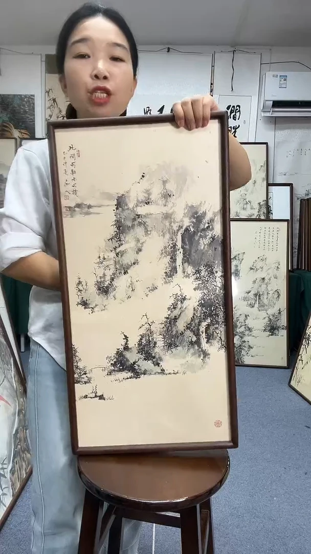 国画35*68实木画框京东包邮手绘