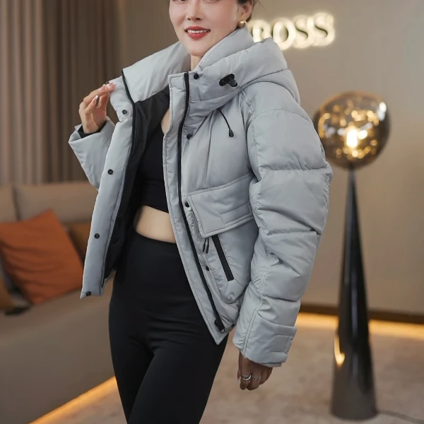 【耿老板6103#P】重工设计款精致短款面包服保暖安心绒白鸭绒羽绒服