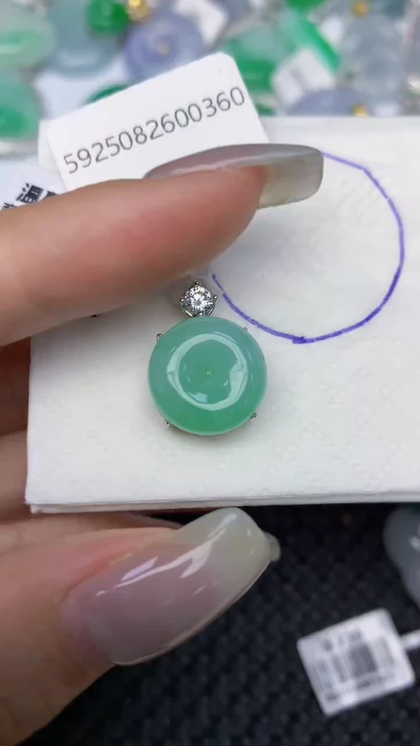 颈饰银S925镶嵌翡翠天然缅甸翡翠a货百元以上9元证书费自理