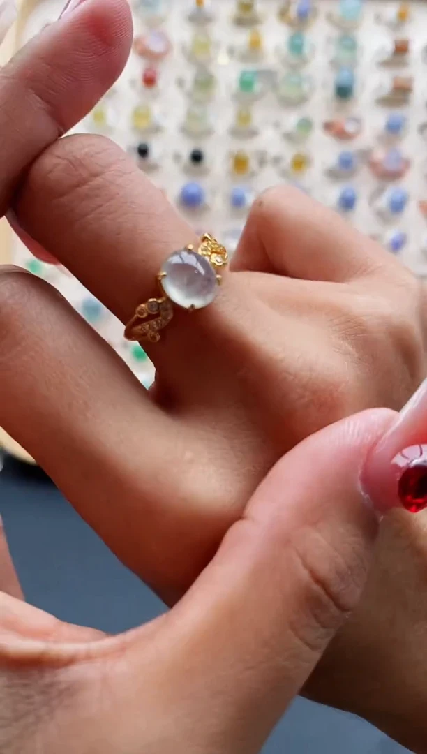 【闪购商品】翡翠戒指银S925镶嵌缅甸天然A货翡翠1115 +