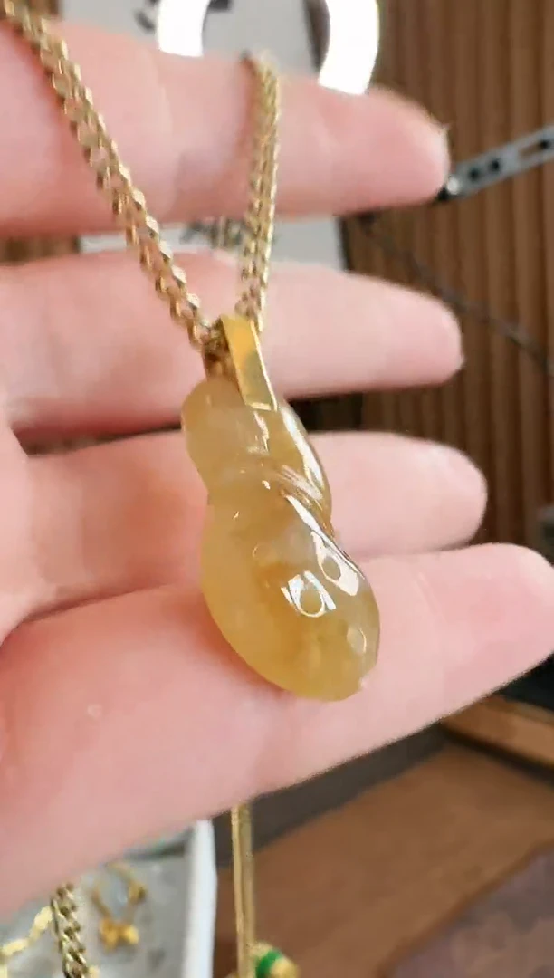 吊坠(不含链)18K金镶嵌翡翠吊坠