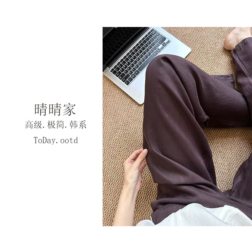 晴晴家-【人字纹西装裤】秋季韩系时尚百搭极简风时尚人字纹裤3358