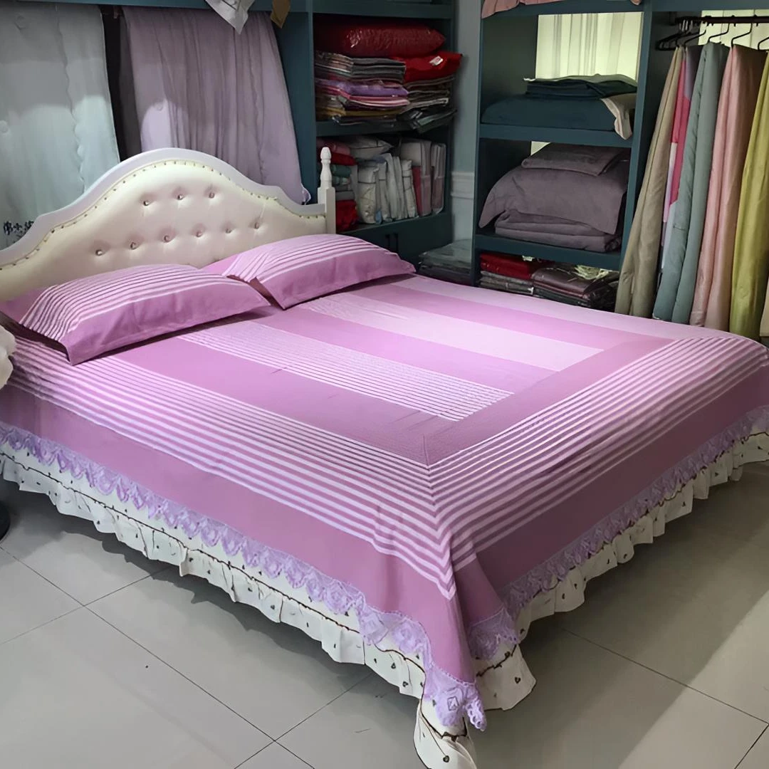 纯棉手织老粗布紫色条纹加厚款亲肤（对角款）