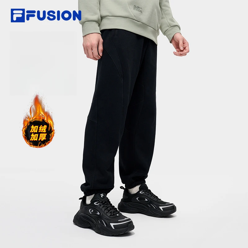 【加绒束脚卫裤】 FUSION斐乐冬季针织长裤时尚情侣款T11M441606F