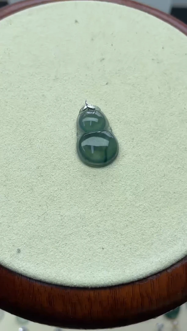 颈饰18K金镶嵌翡翠(2号链接)纯天然A货缅甸翡翠葫芦吊坠