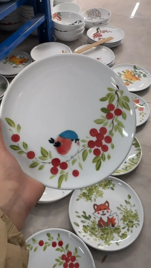 瓷片景德镇陶瓷食品级手绘釉中彩-平盘