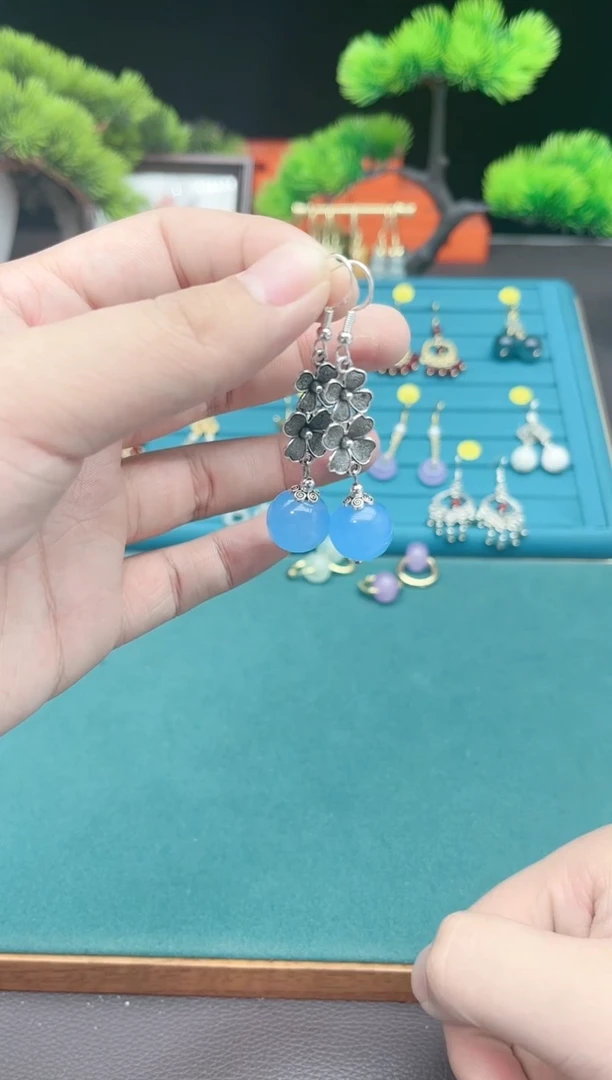 【闪购商品】玛瑙/玉髓耳钉银S925镶嵌712000