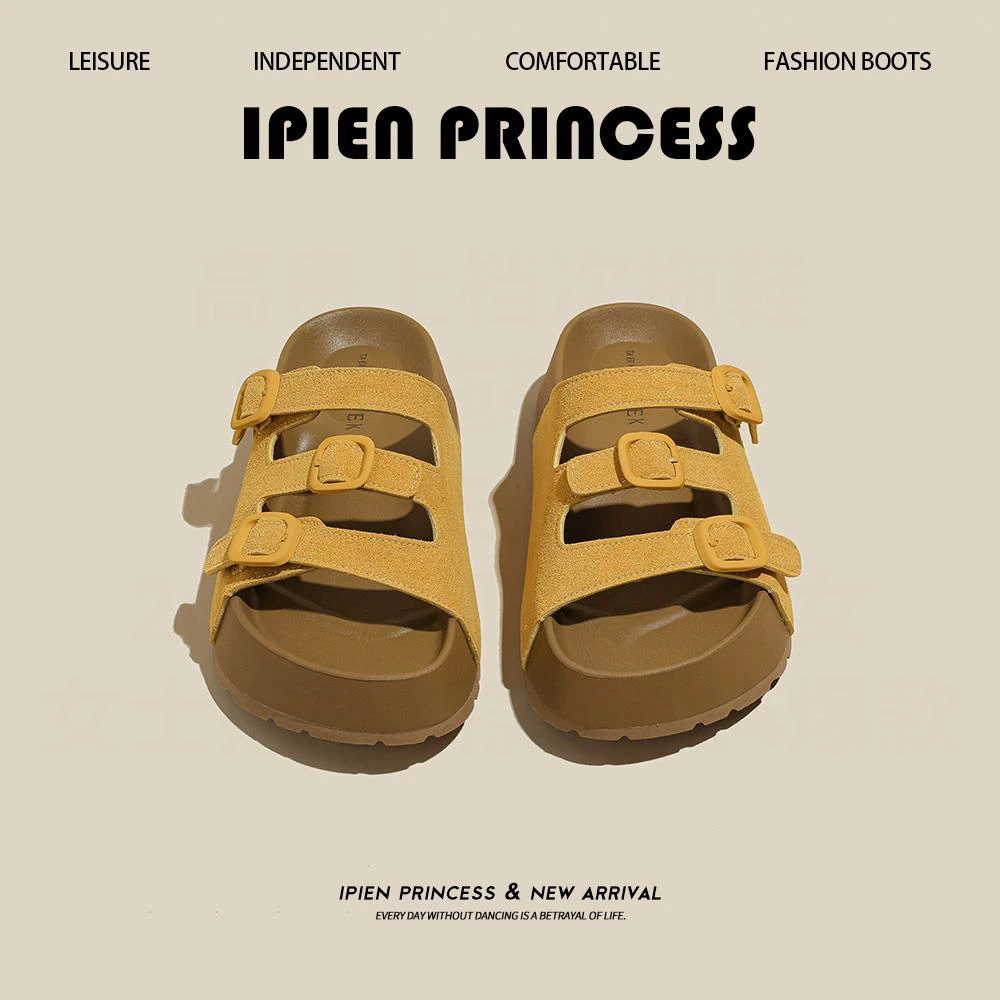 复古百搭休闲一字拖鞋2025夏季新款厚底增高勃肯鞋女一脚蹬懒人鞋