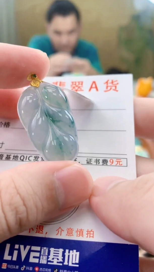 颈饰18K金镶嵌翡翠天然A货翡翠挂件