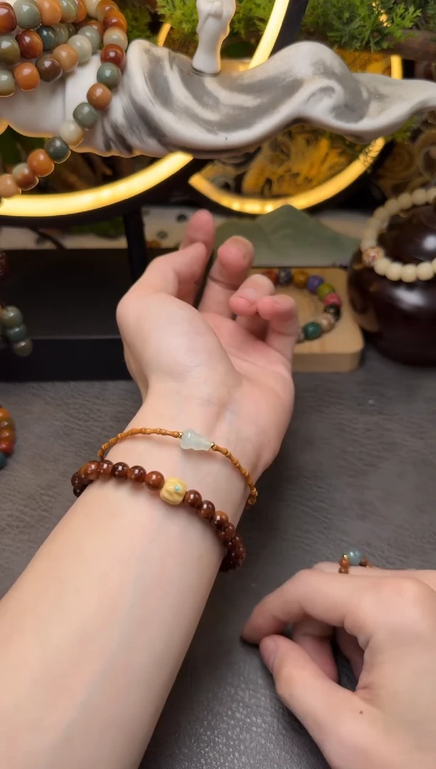 未镶嵌橄榄核手串橄榄核雕刻竹节葫芦单圈