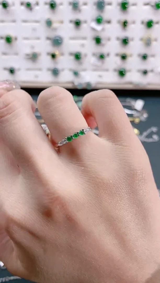 【闪购商品】翡翠戒指银S925镶嵌天然翡翠