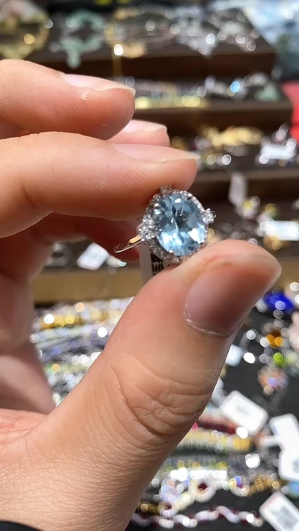 【闪购商品】海蓝宝石戒圈银S925镶嵌戒指