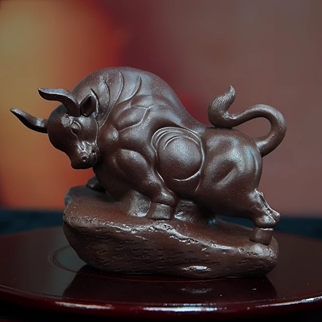 宜砂摆件 紫 牛气冲天（底座）-