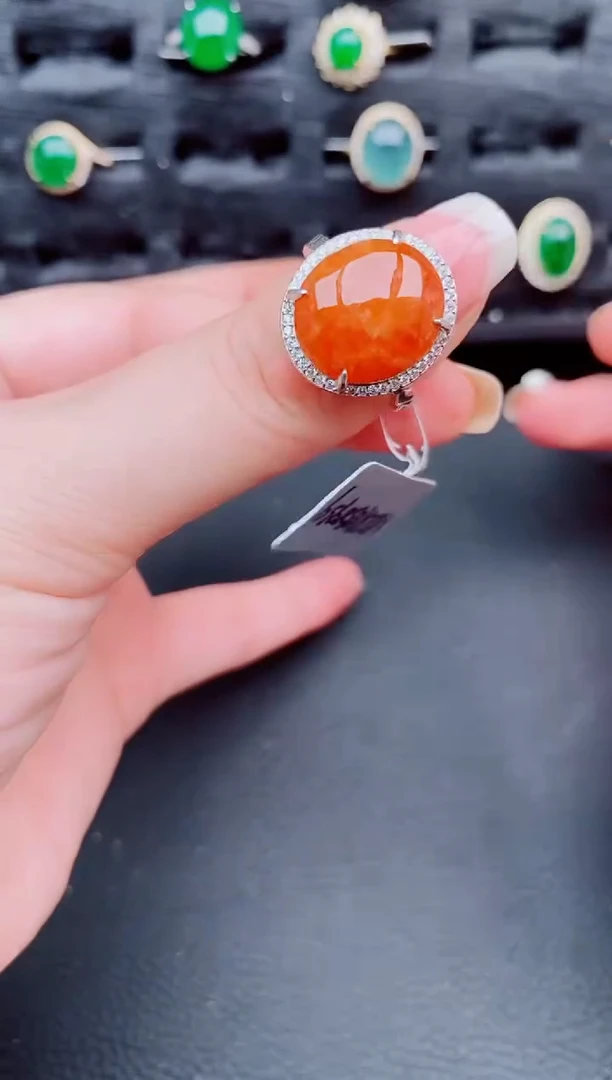 翡翠戒指银S925镶嵌天然a货翡翠322