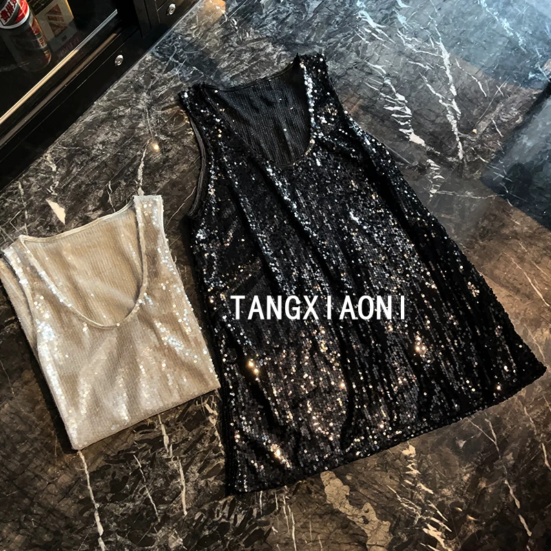 【水灰银黑】两色慵懒手工亮片马甲