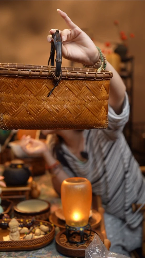 木花生竹编精编提篮