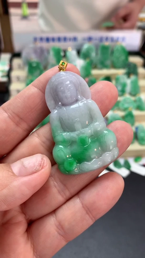 【闪购商品】翡翠吊坠(不含链)18K金镶嵌挂件