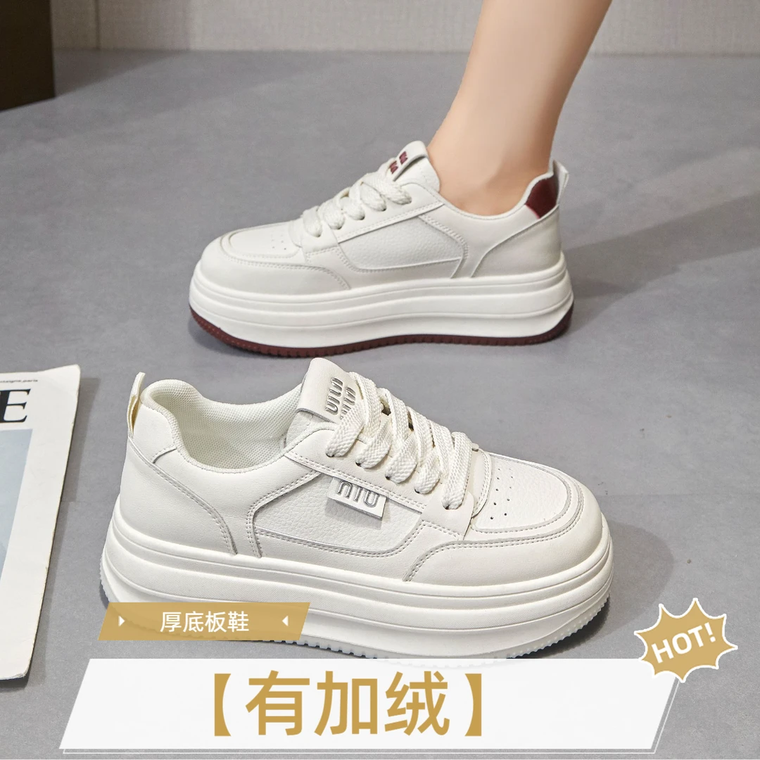 M0309-厚底小白鞋女2025新款爆款春秋冬加绒休闲板鞋百搭女士鞋子