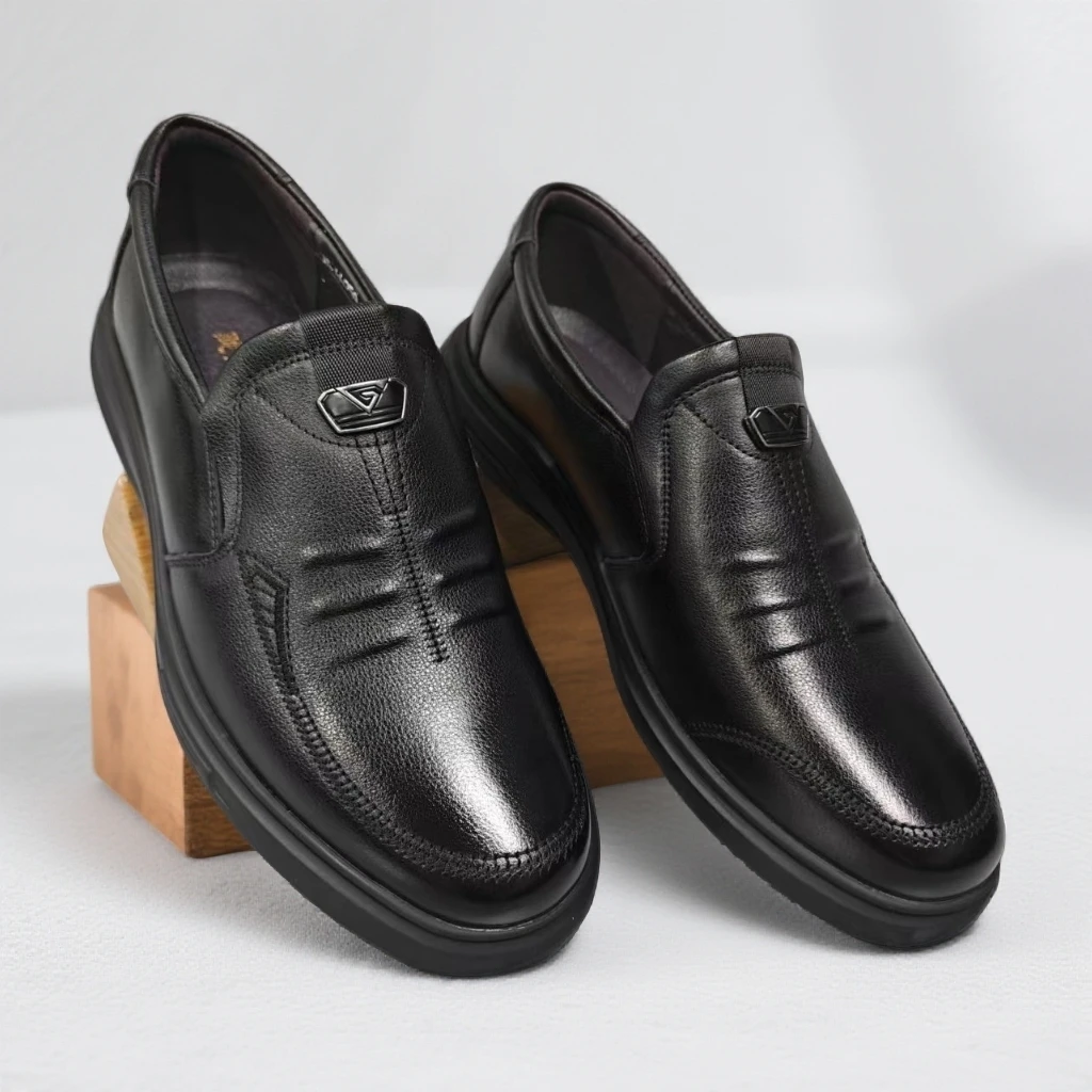 冬季新款鞋子纯色冬季加绒皮鞋正装德比鞋商务风软底防滑66259-1