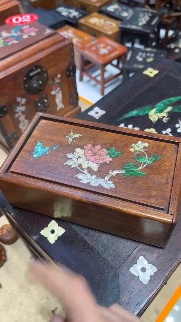【闪购商品】贡木花开富贵螺钿机关盒