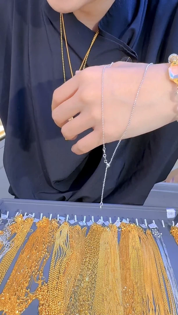 50cm爱心抽拉 白切面珠链2.08g（多样性发货）