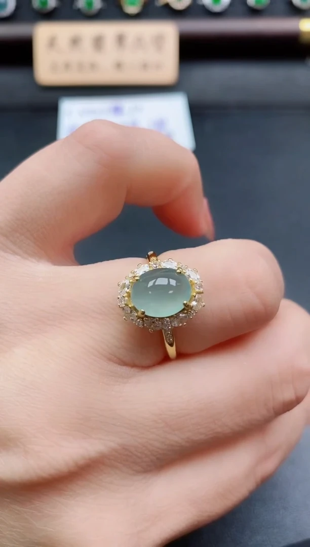 银S925镶嵌戒指翡翠1