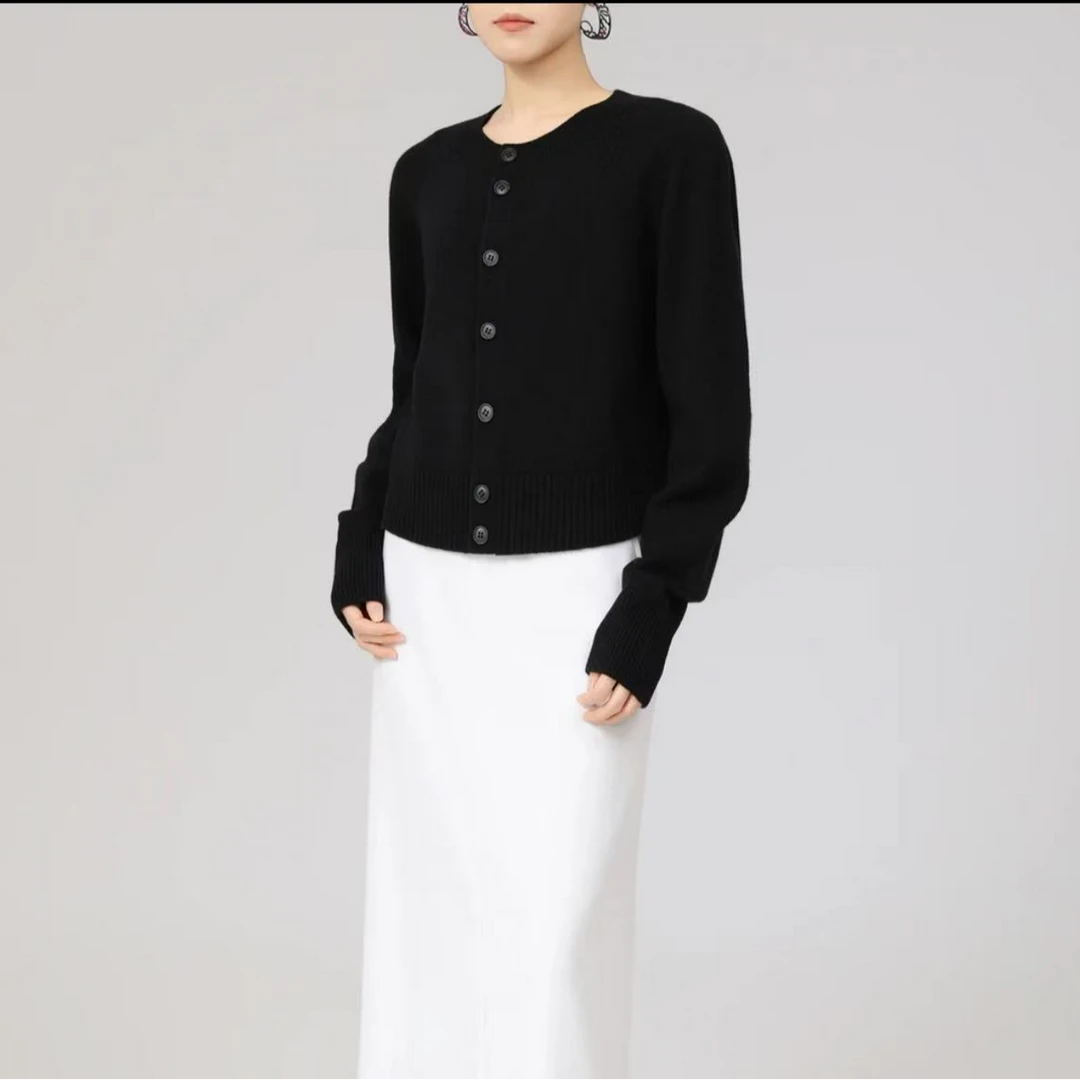 AMASS/阿玛施25早春新款绵羊毛保暖毛衣山羊绒气质针织开衫548033