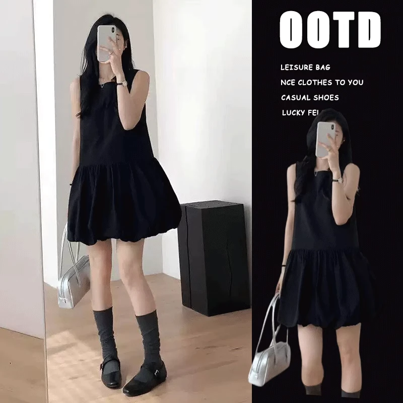 无袖夏季时尚短裙辣妹风设计感2025新款韩版裙子连衣裙法式花苞裙