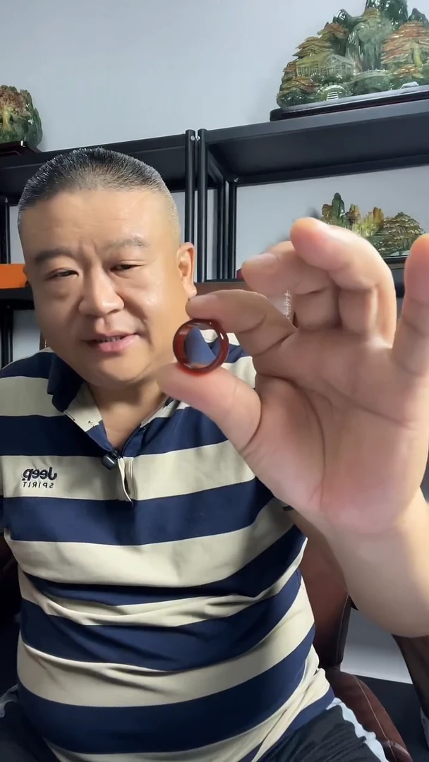 玛瑙/玉髓戒圈未镶嵌附带绳子