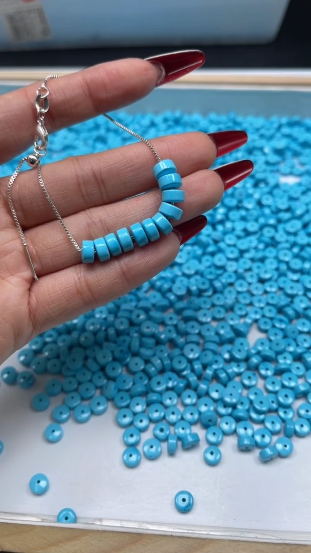 未镶嵌玛瑙手饰C718 蓝白淞 药片3*6mm10个6.8元