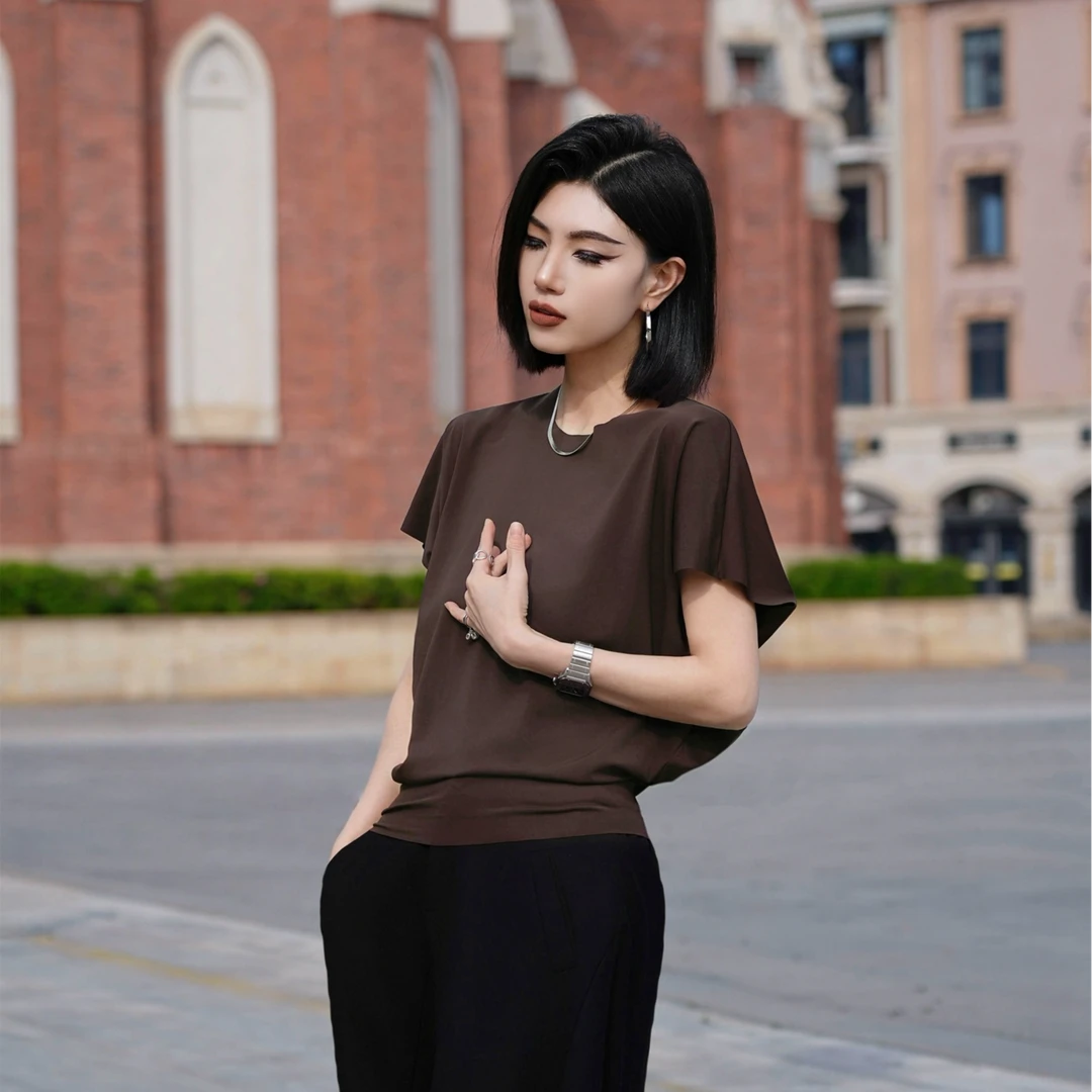 POPULARYW【嘉木相思】Z·R上品屋 简约舒适亲肤百搭设计感圆领T恤