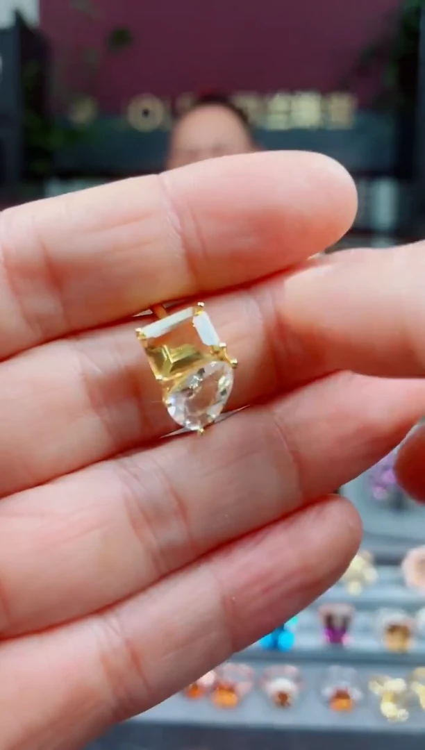 银S925镶嵌戒指水晶水晶戒指