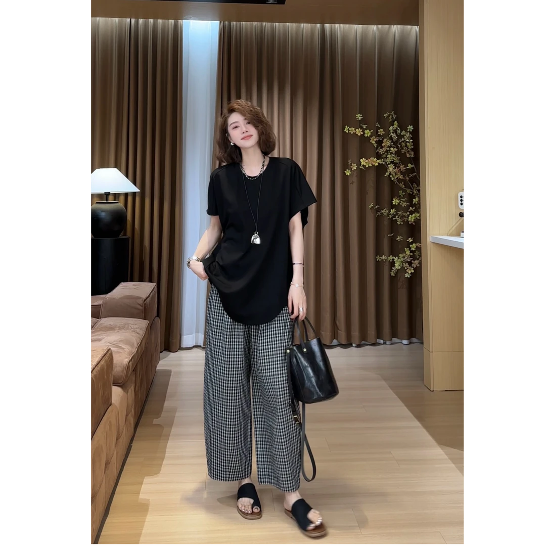 YYOUHAN 2025夏季小众设计极简风捏褶飞飞袖亲肤T恤 2505C2505